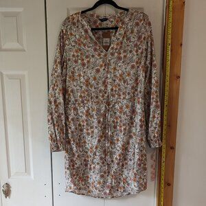 Orange floral midi dress XL